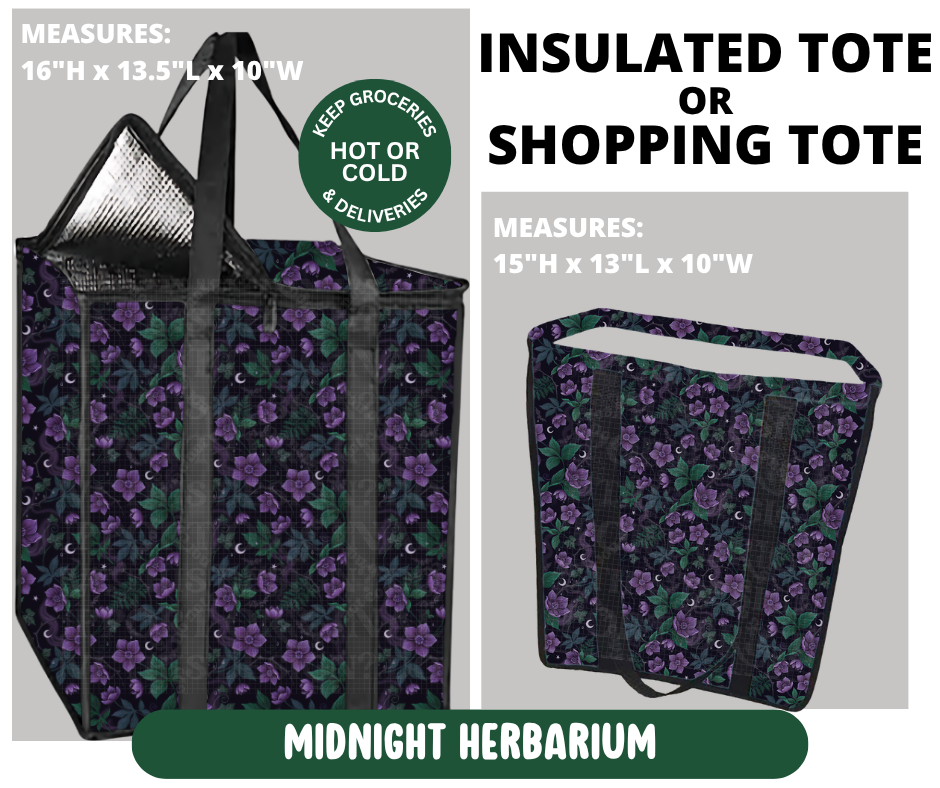 Preorder! Closes 10/7. ETA Jan. Midnight Herbarium Shopping & Insulated Tote