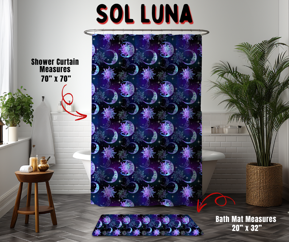 Preorder! Closes 9/2. ETA Dec. Sol Luna Custom Shower Curtain and/or Bath Mat