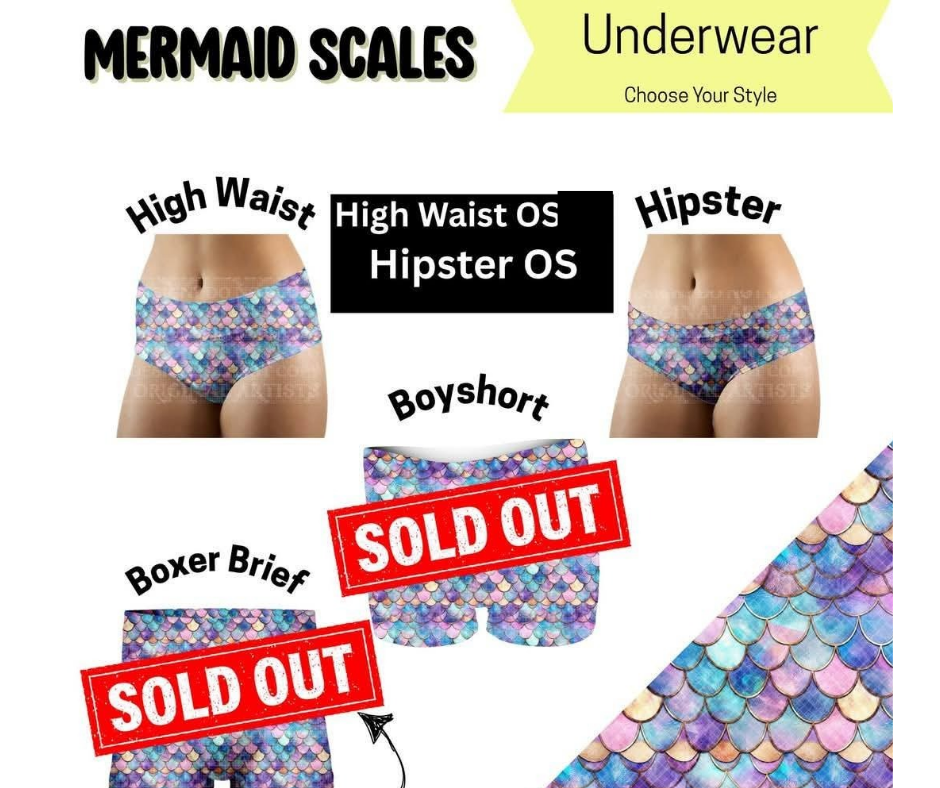 Mermaid Scales Hipster, High Waist Underwear