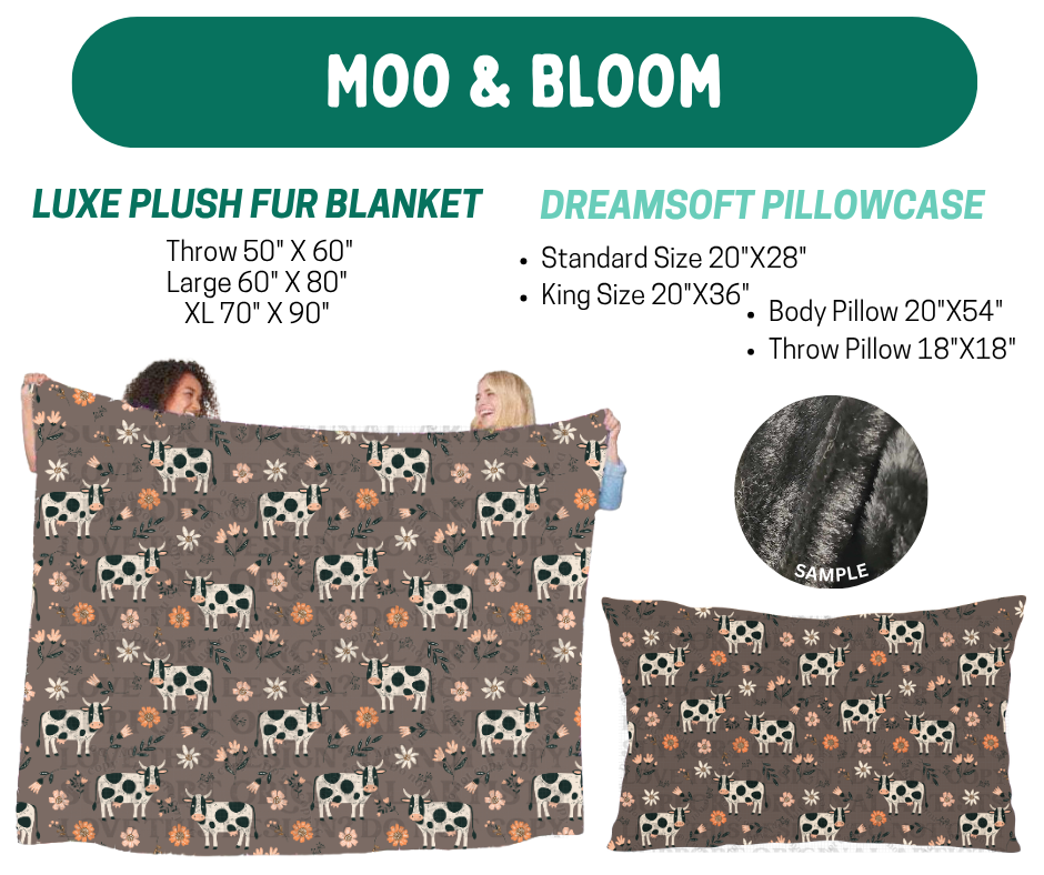 Preorder! Closes 10/12. ETA Jan. Moo & Bloom Luxe Plush Fur Blanket and/or DreamSoft Pillowcase