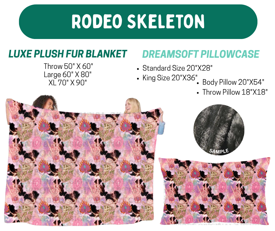 Preorder! Closes 10/12. ETA Jan. Rodeo Skeleton Luxe Plush Fur Blanket and/or DreamSoft Pillowcase