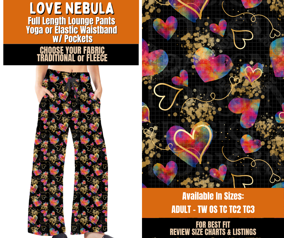 Preorder! Closes 11/2. ETA Feb. Love Nebula Lounge Pants Choose Fleece or Traditional