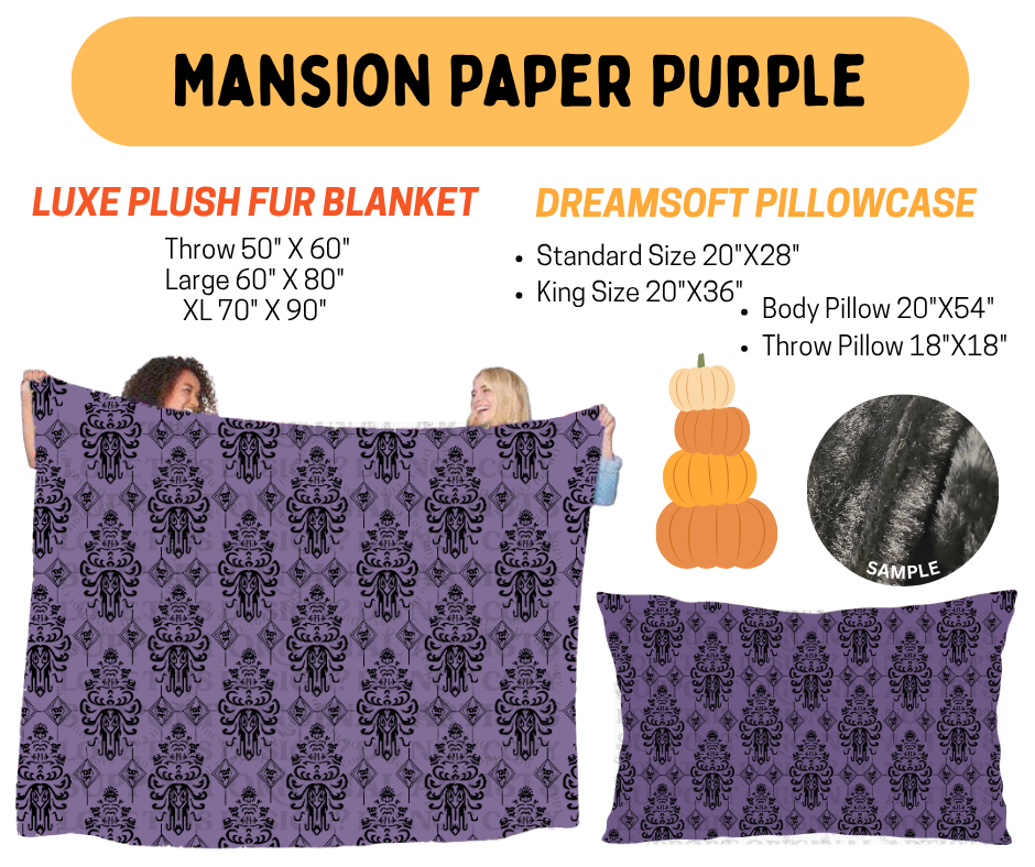 Preorder! Closes 7/8. ETA Oct. Mansion Paper Purple Fur Blanket and/or DreamSoft Pillowcase