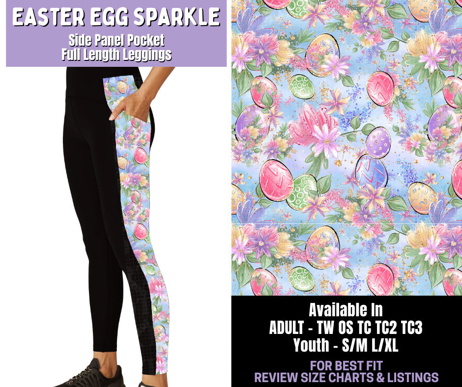 Preorder! Closes 1/22. ETA April. Easter Egg Sparkle Side Panel Pocket Full Length Leggings