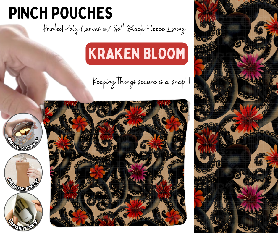 Preorder! Closes 10/5. ETA Jan. Kraken Bloom Pinch Pouches in 3 Sizes
