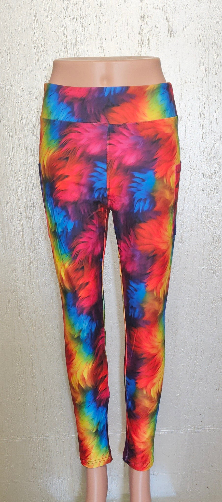 Rainbow Monster Fur leggings and capris with pockets