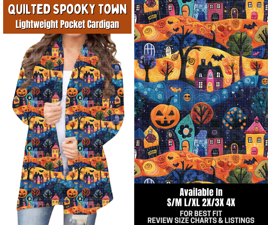 Preorder! Closes 7/13. ETA Oct. Quilted Spooky Town Cardigan