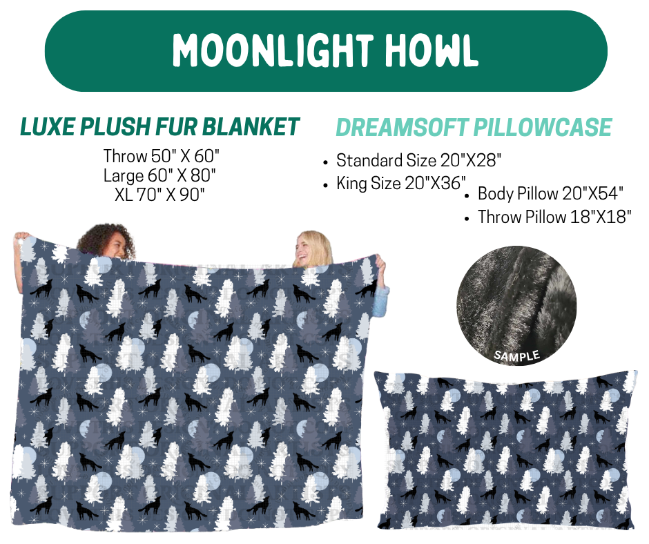 Preorder! Closes 10/12. ETA Jan. Moonlight Howl Luxe Plush Fur Blanket and/or DreamSoft Pillowcase