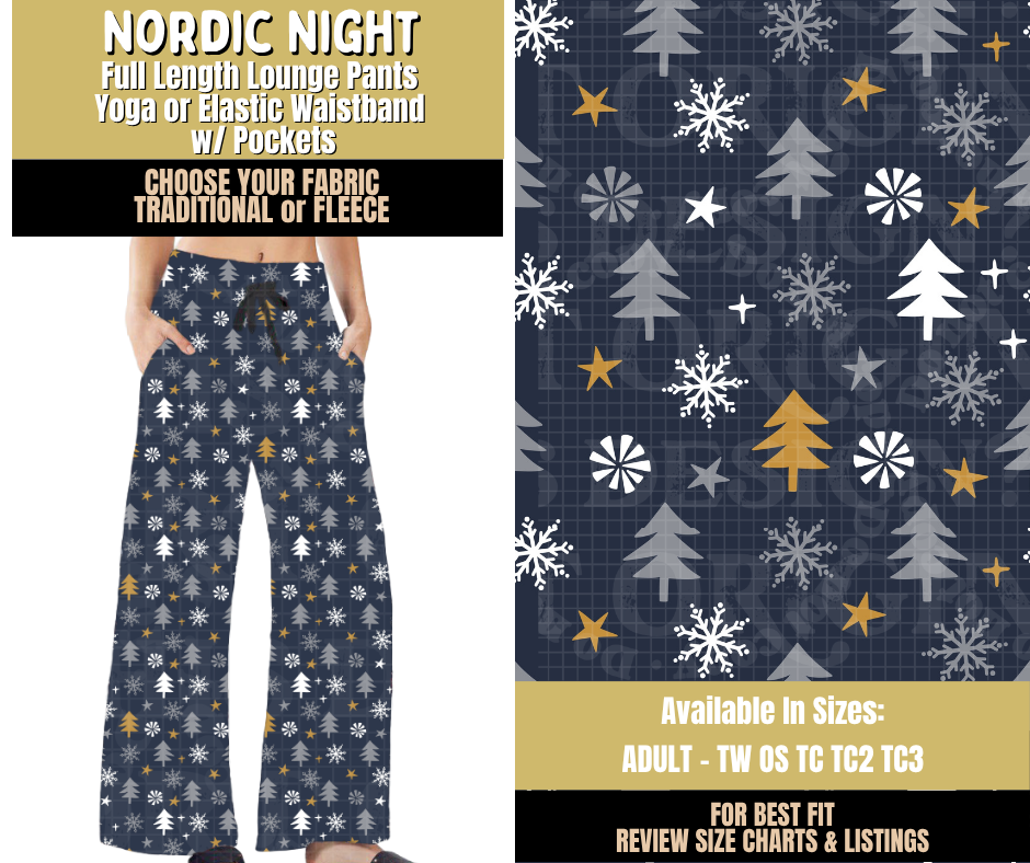 Preorder! Closes 9/9. ETA Dec. Nordic Night Lounge Pants Choose Fleece or Traditional