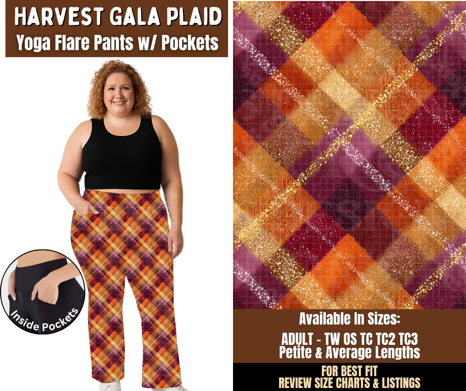 Preorder! Closes 7/29. ETA Oct. Harvest Gala Plaid Yoga Flare Pants
