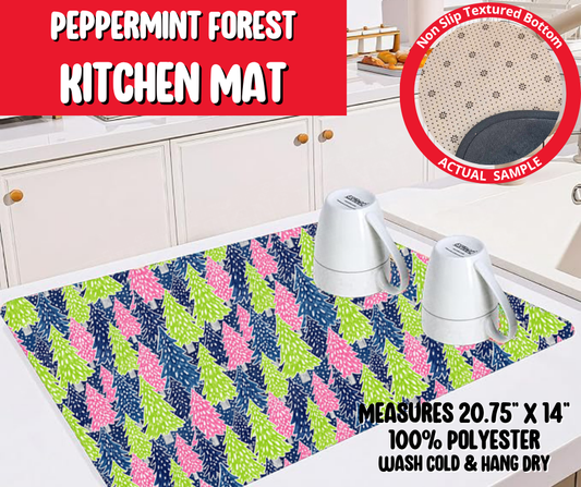Preorder! Closes 8/20. ETA Nov. Peppermint Forest Kitchen Mat