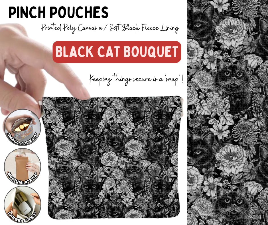 Preorder! Closes 10/5. ETA Jan. Black Cat Bouquet Pinch Pouches in 3 Sizes