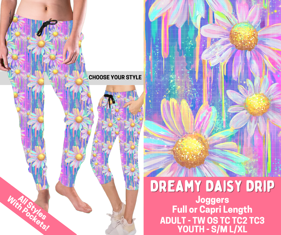 Preorder! Closes 2/16. ETA May. Dreamy Daisy Drip Combo Jogger Lengths