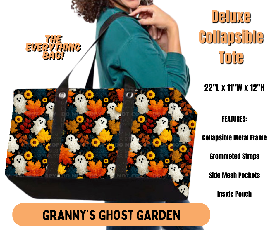 Preorder! Closes 7/2. ETA Oct. Granny's Ghost Garden Collapsible Tote