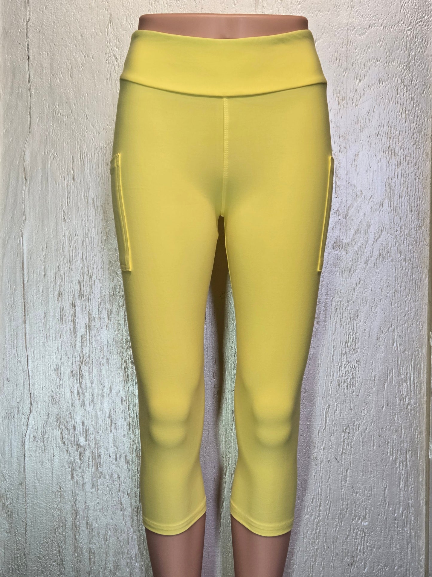 Solid Yellow Capris and Biker Shorts