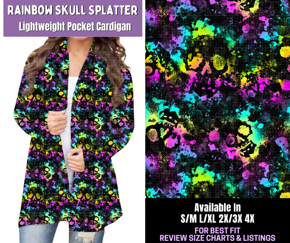 Preorder! Closes 12/18. ETA March. Rainbow Skull Splatter Pocket Cardigan