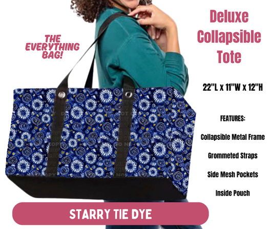 Preorder! Closes 10/8. ETA Jan. Starry Tie Dye Collapsible Tote