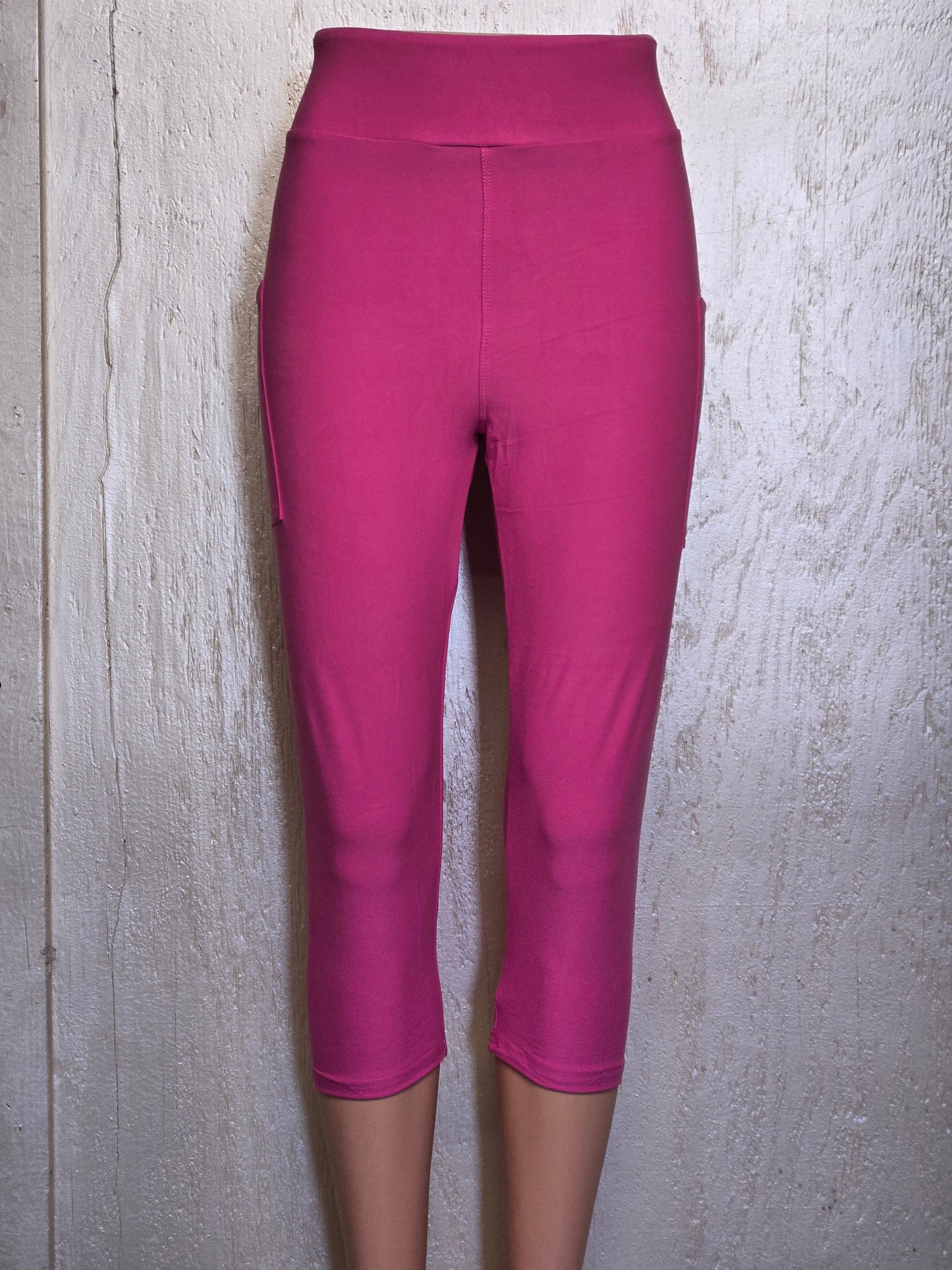 Dark pink solid capris with pockets