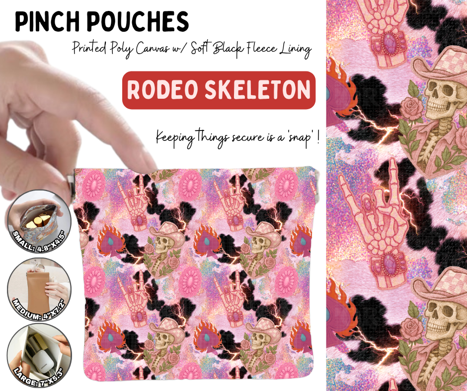 Preorder! Closes 10/5. ETA Jan. Rodeo Skeleton Pinch Pouches in 3 Sizes
