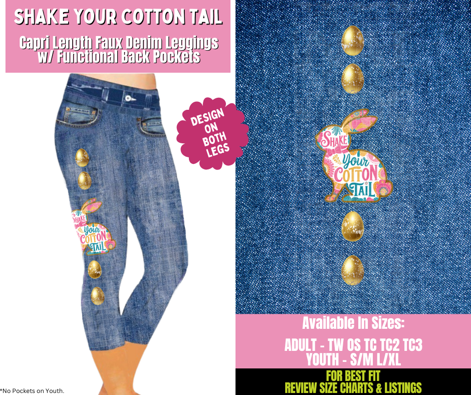 Preorder! Closes 1/21. ETA April. Shake Your Cotton Tail Capri Leggings w/ Side Leg Designs