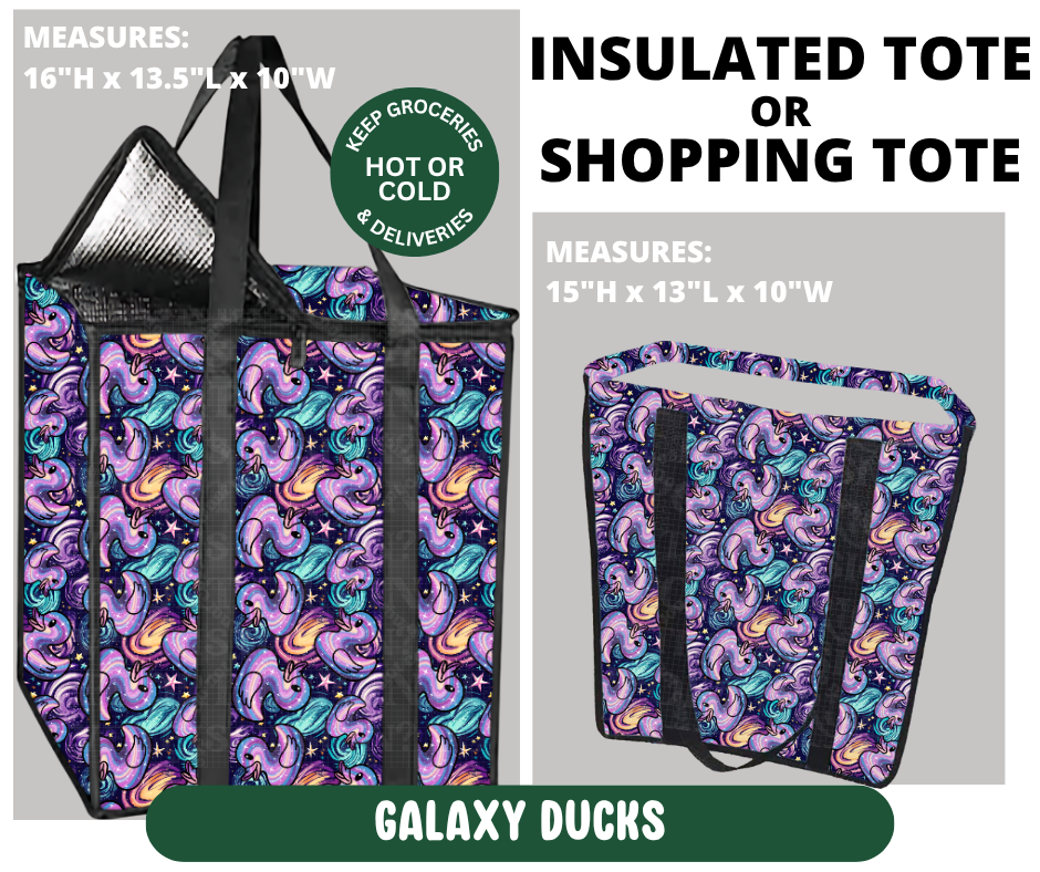 Preorder! Closes 10/7. ETA Jan. Galaxy Ducks Shopping & Insulated Tote