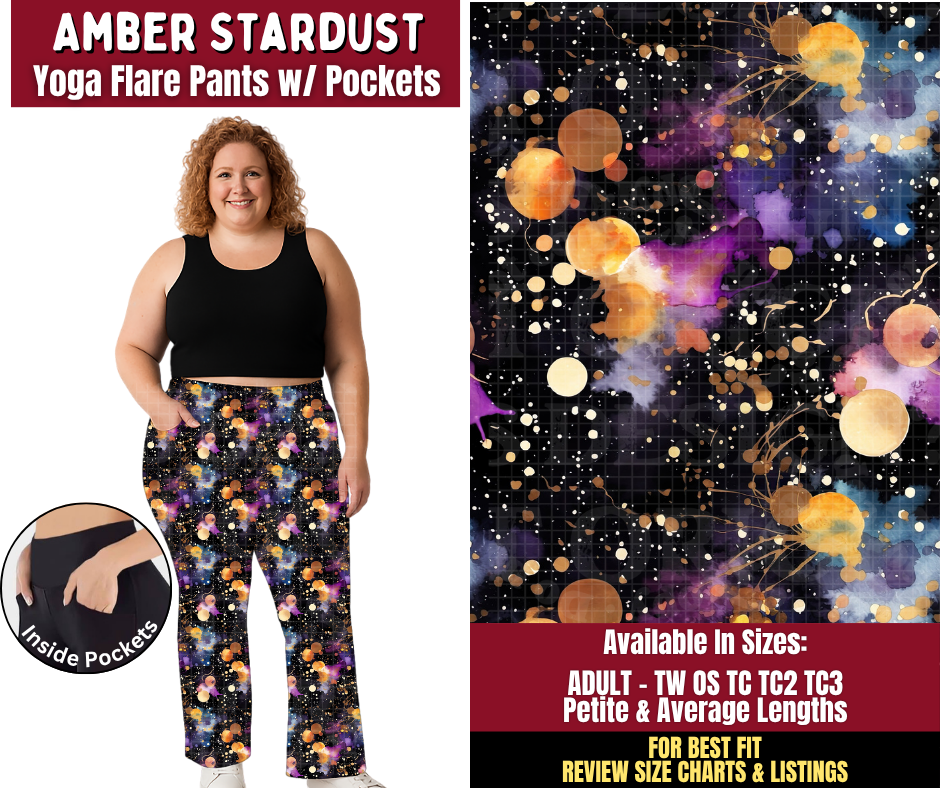 Preorder! Closes 9/28. ETA Dec. Amber Stardust Yoga Flare Pants