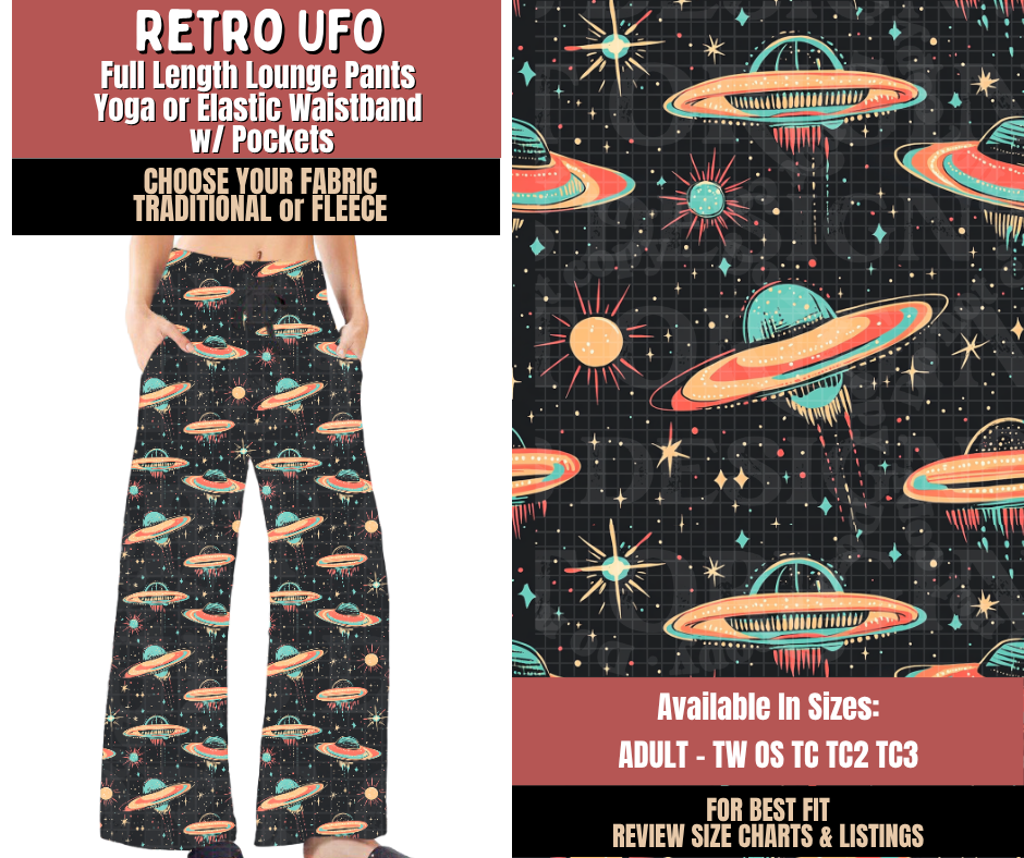 Preorder! Closes 10/22. ETA Jan. Retro UFO Lounge Pants Choose Fleece or Traditional