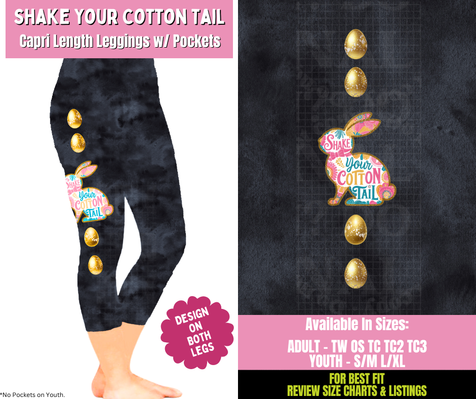Preorder! Closes 1/21. ETA April. Shake Your Cotton Tail Capri Leggings w/ Side Leg Designs
