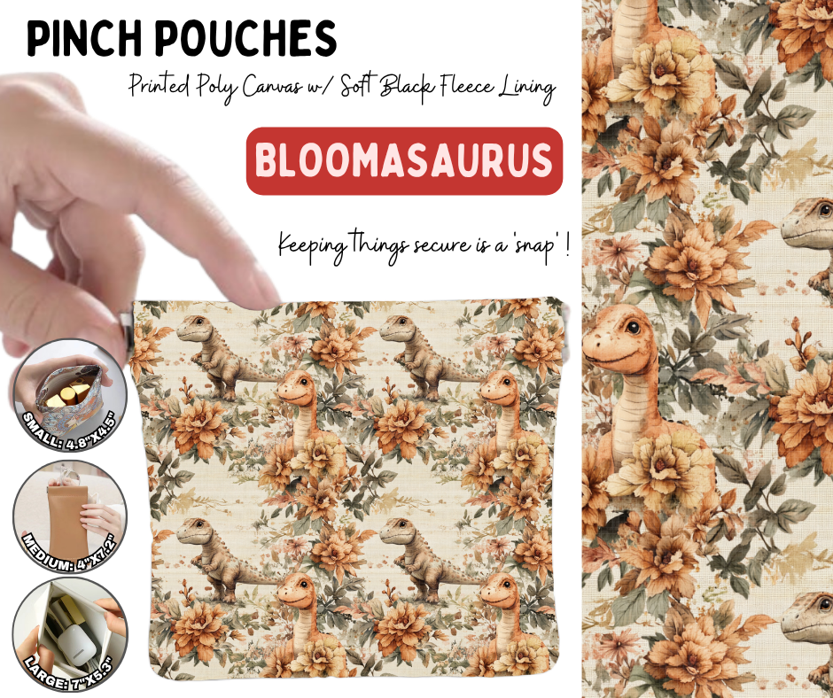 Preorder! Closes 10/5. ETA Jan. Bloomasaurus Pinch Pouches in 3 Sizes