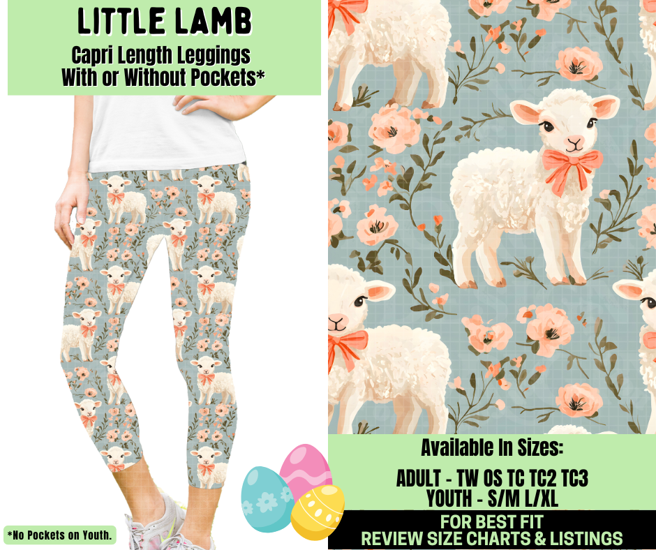 Preorder! Closes 1/19. ETA April. Little Lamb Capri Length Leggings w/wo Pockets