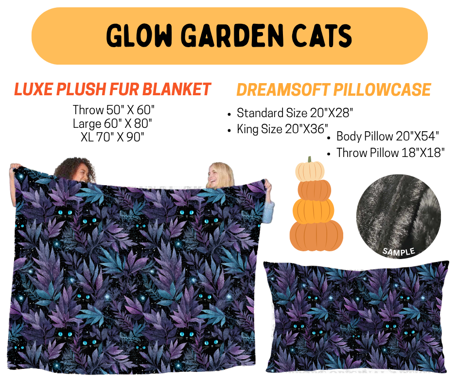 Preorder! Closes 7/8. ETA Oct. Glow Garden Cats Fur Blanket and/or DreamSoft Pillowcase