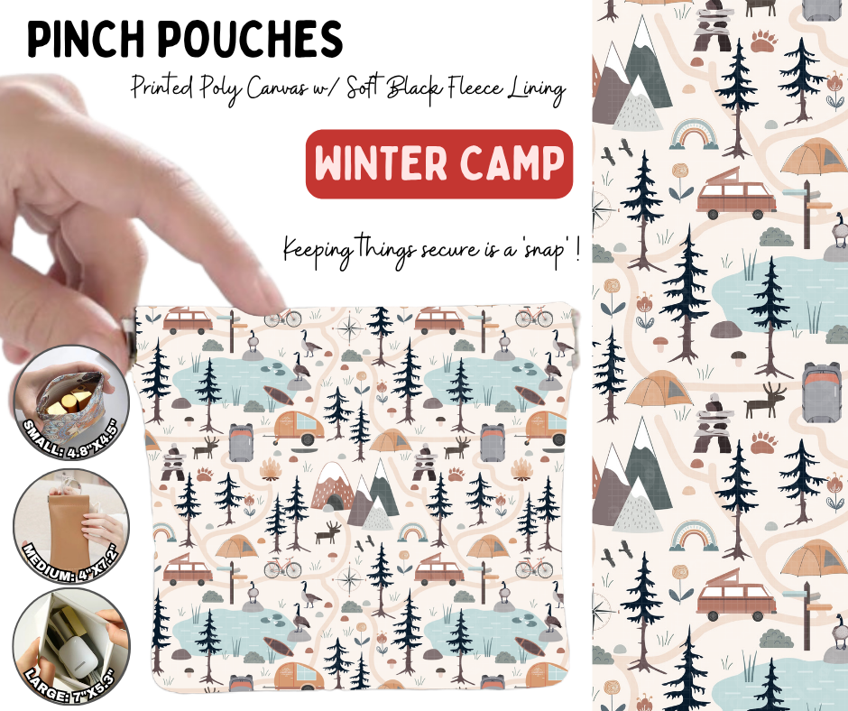 Preorder! Closes 10/5. ETA Jan. Winter Camp Pinch Pouches in 3 Sizes