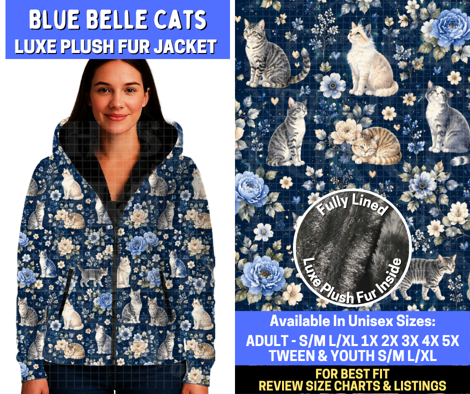 Preorder! Closes 10/29. ETA Jan. Blue Belle Cats Luxe Fur Jacket