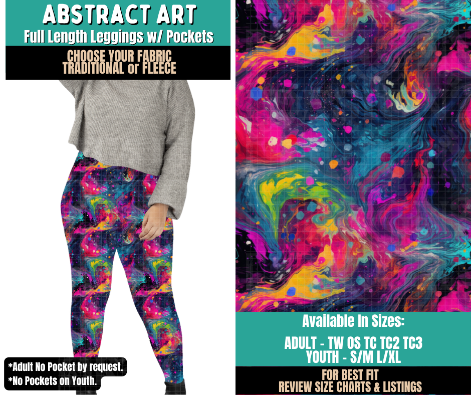 Preorder! Closes 11/12. ETA Feb. Abstract Art Leggings Choose Fleece or Traditional