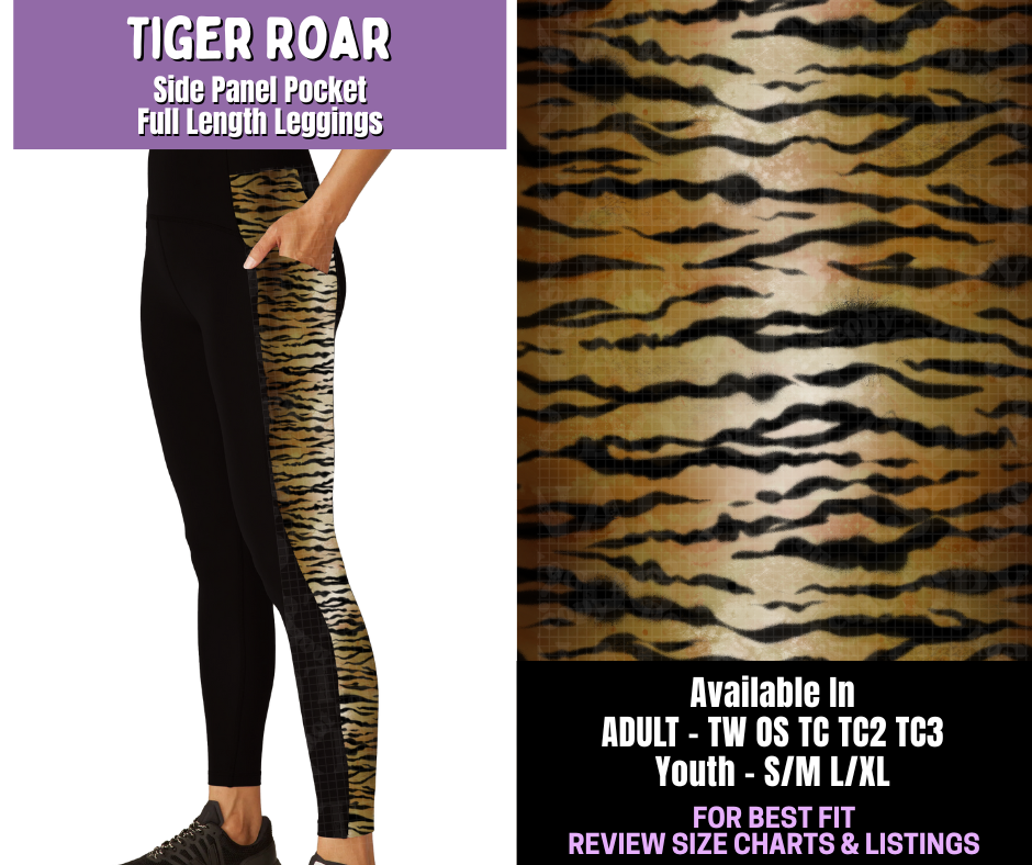 Preorder! Closes 12/18. ETA March. Tiger Roar Side Panel Pocket Full Length Leggings