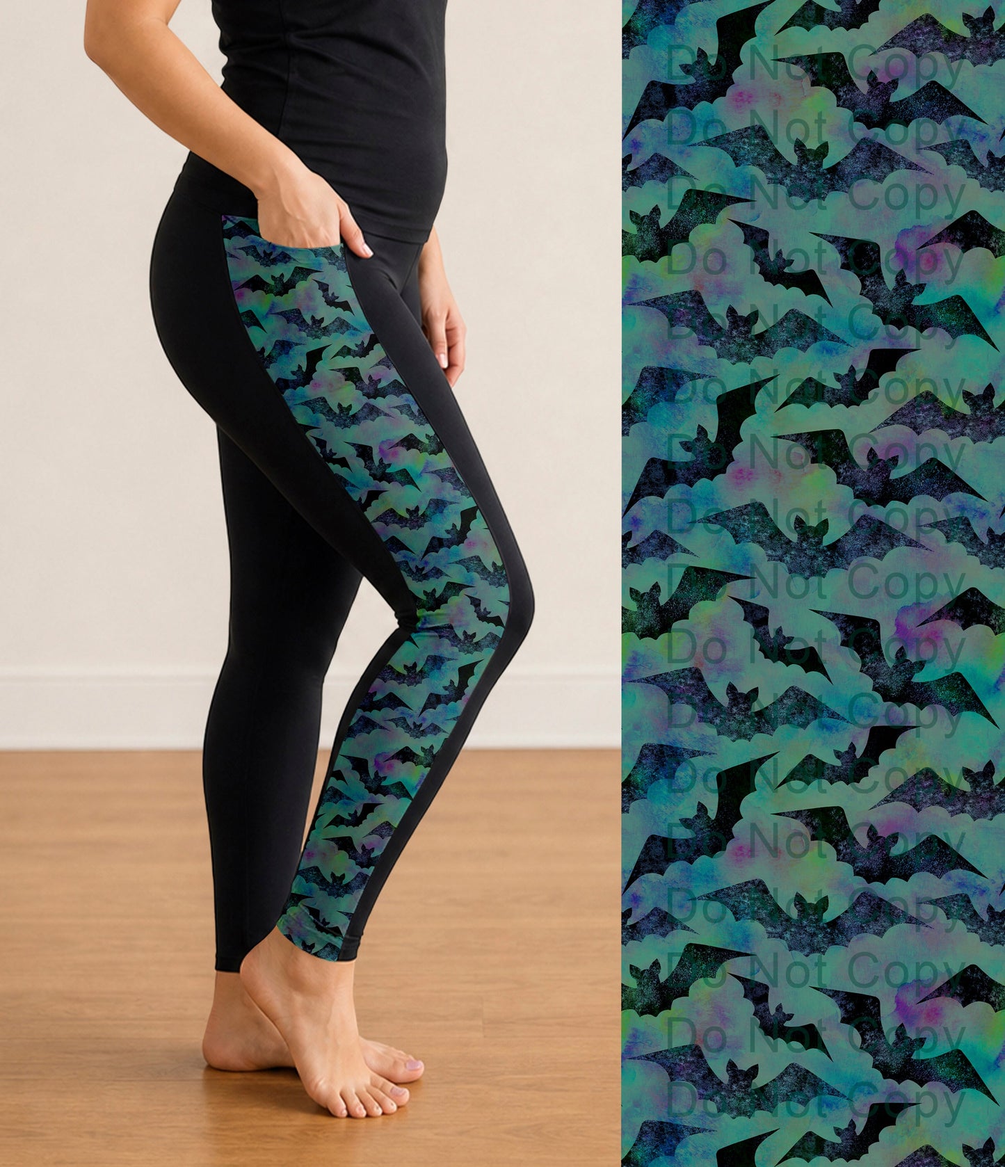 RTS - Spooky Bats Side Panel Leggings with Pockets