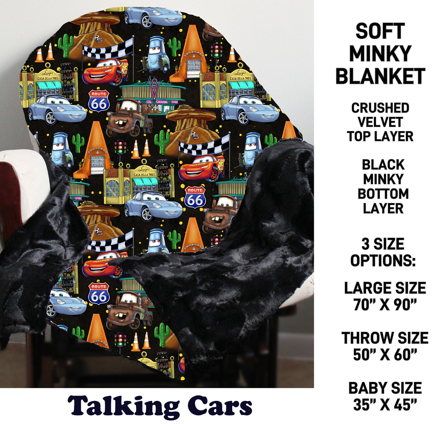 MN8K - Talking Cars Minky Blanket - Preorder Due 10/18 ETA: Early Dec