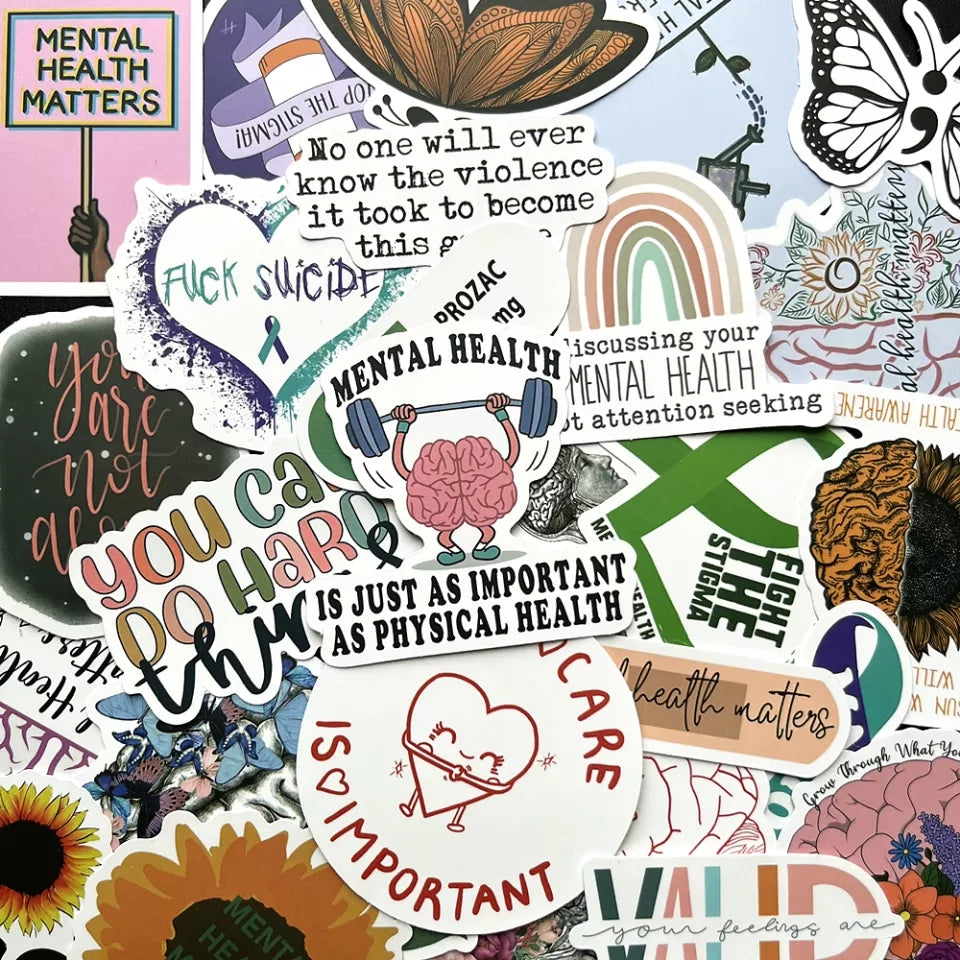 Set of 50 piece Mental Health Stickers