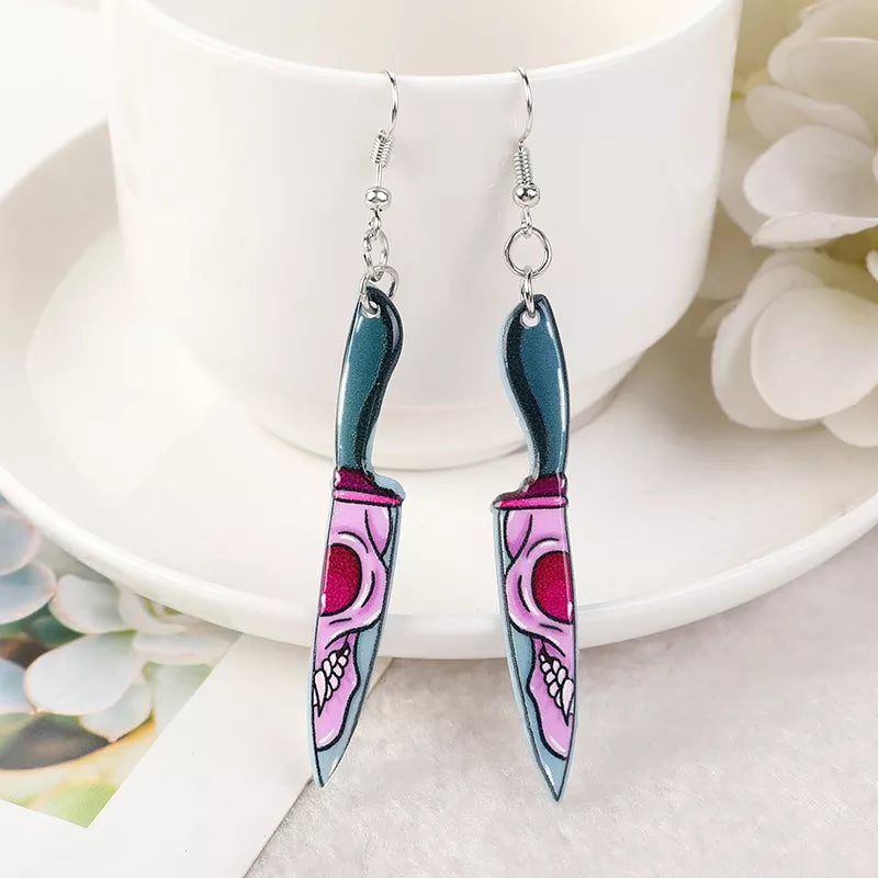 Skull knife Acrylic Earrings