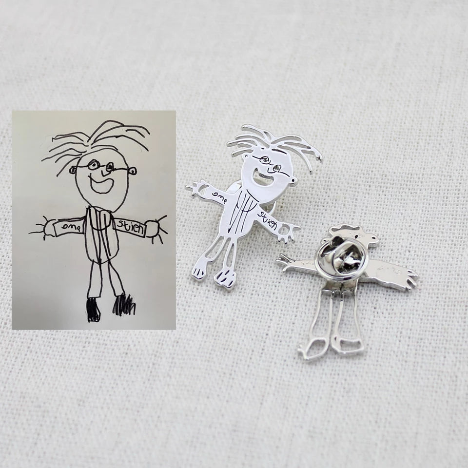 Customized drawing necklace or keychain 18k gold or silver