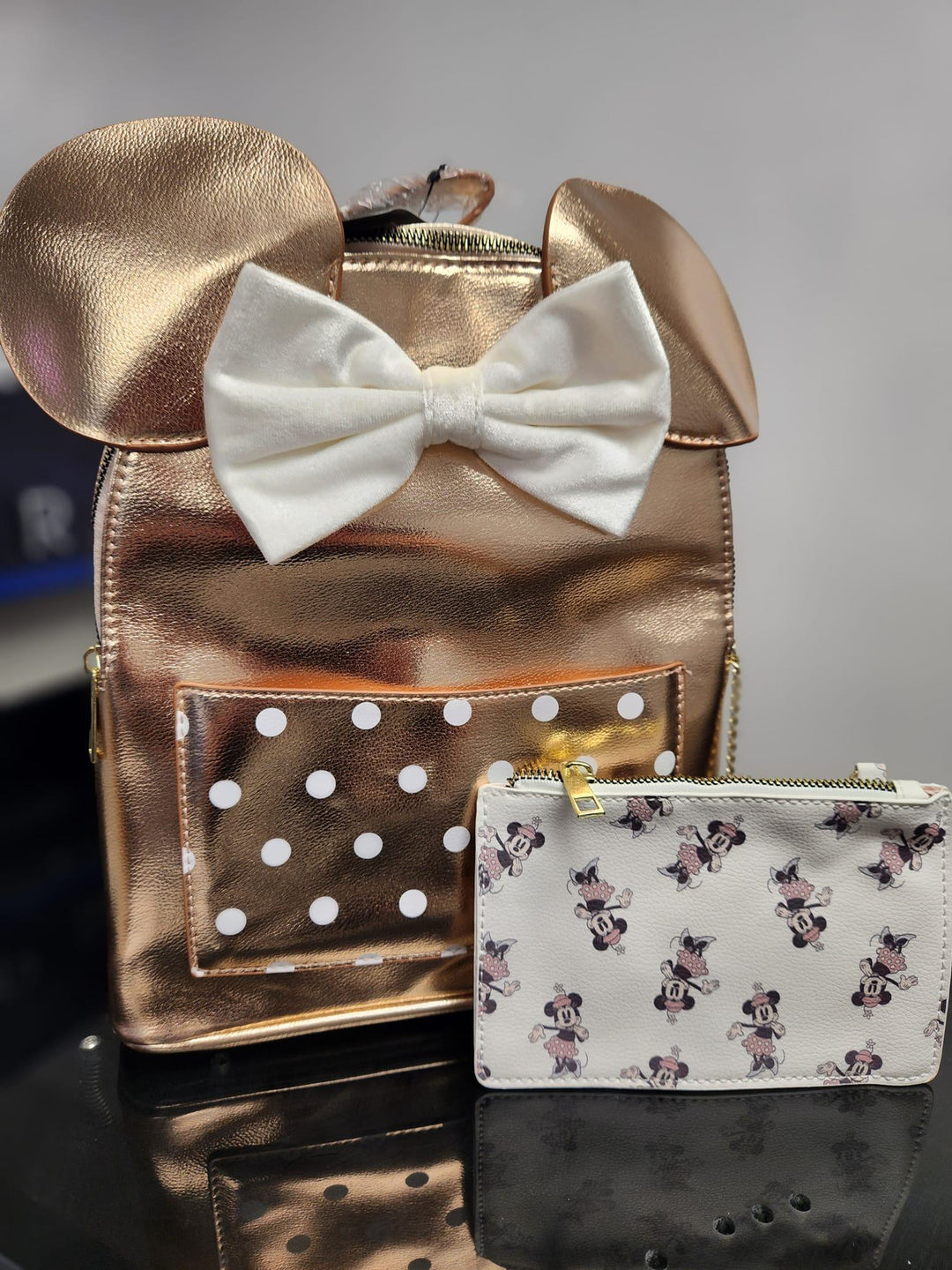 disney rose gold mini backpack Parks Minnie Mouse Sequined Backpack- Loungefly Harmony Homes Mini Backpack Loungefly Disney Fanny