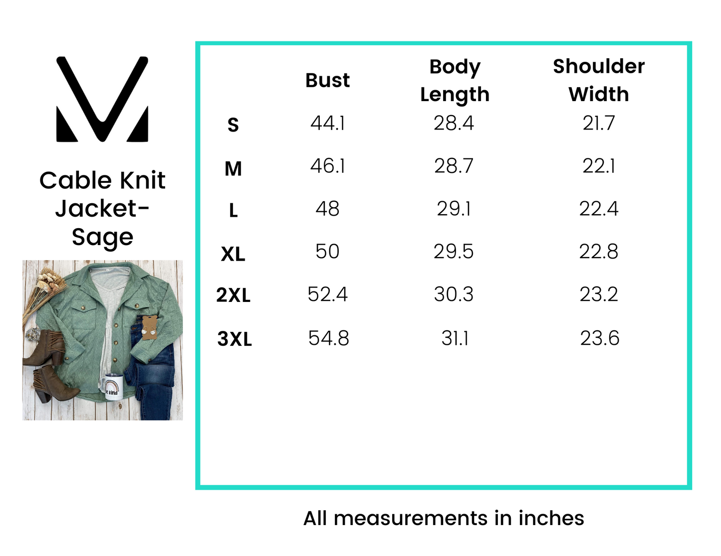 IN STOCK Cable Knit Jacket - Sage