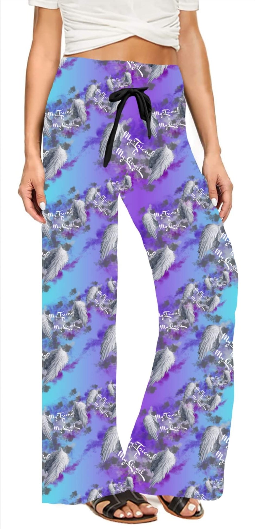 My Friend is my angel leggings capris joggers and loungers kids and adults