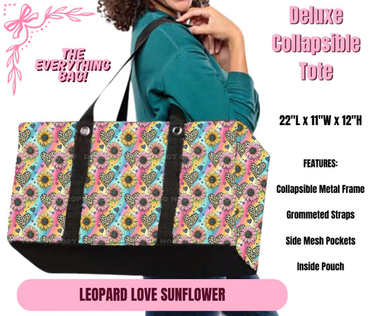 Leopard Love Sunflower Collapsible Tote