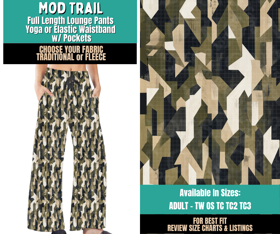 Preorder! Closes 11/12. ETA Feb. Mod Trail Lounge Pants Choose Fleece or Traditional