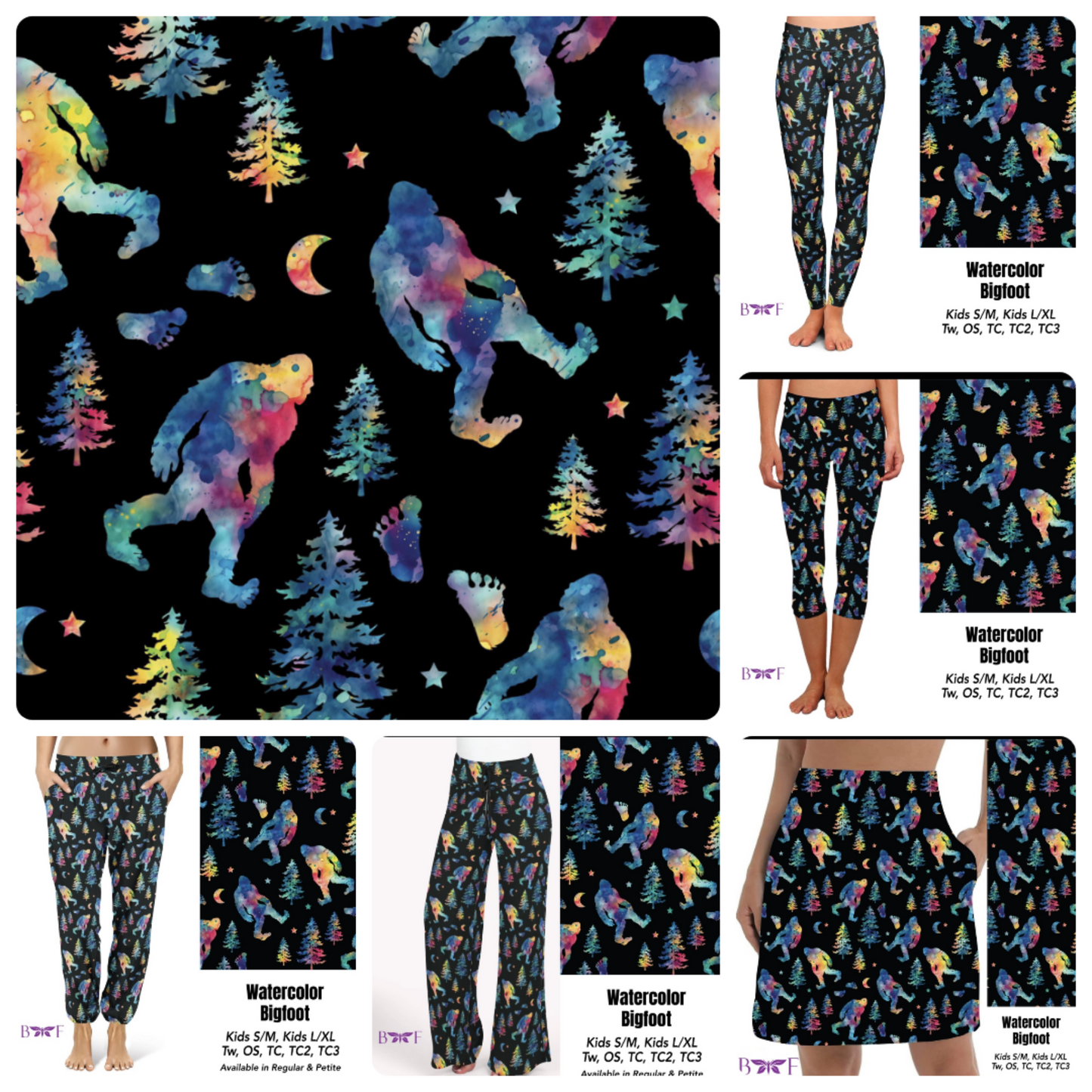 Watercolor Bigfoot leggings with pockets