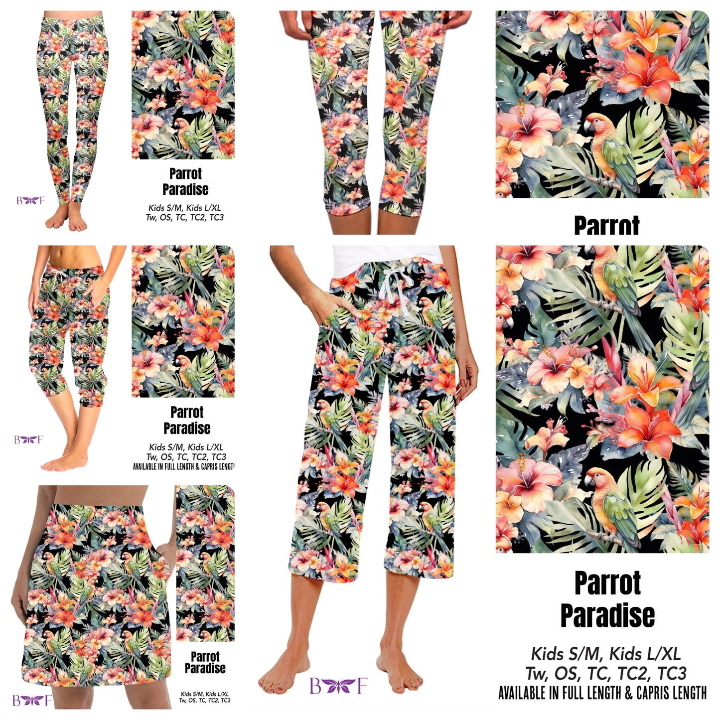 Parrot Paradise leggings and capris with pockets