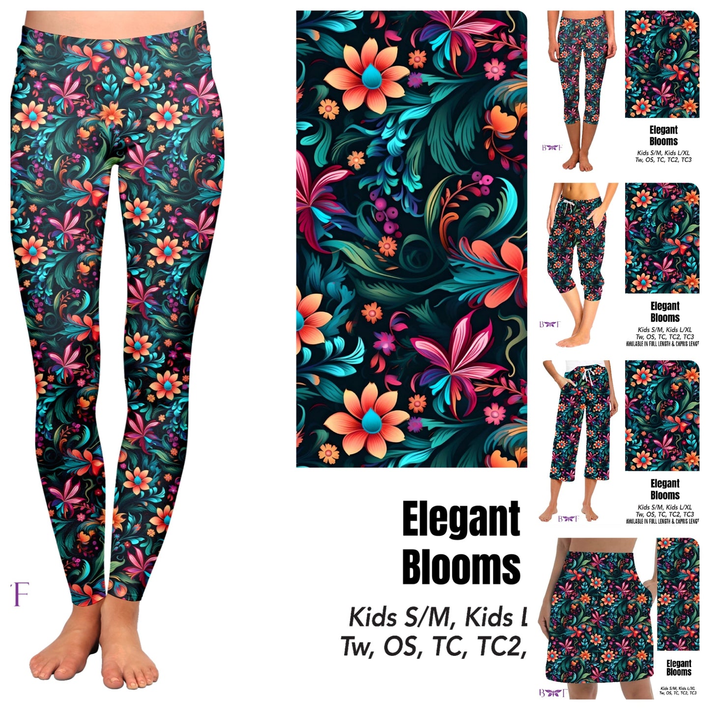 Elegant Blooms capris with pockets