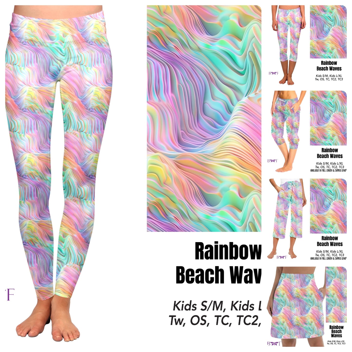 Rainbow Beach Waves capris with pockets