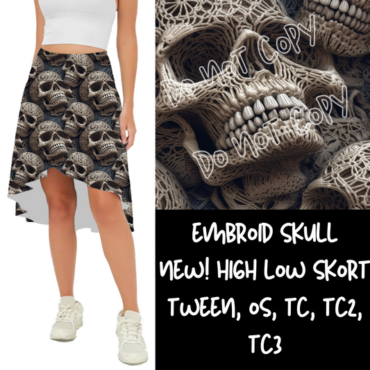 HIGH LOW SKORT - EMBROID SKULL